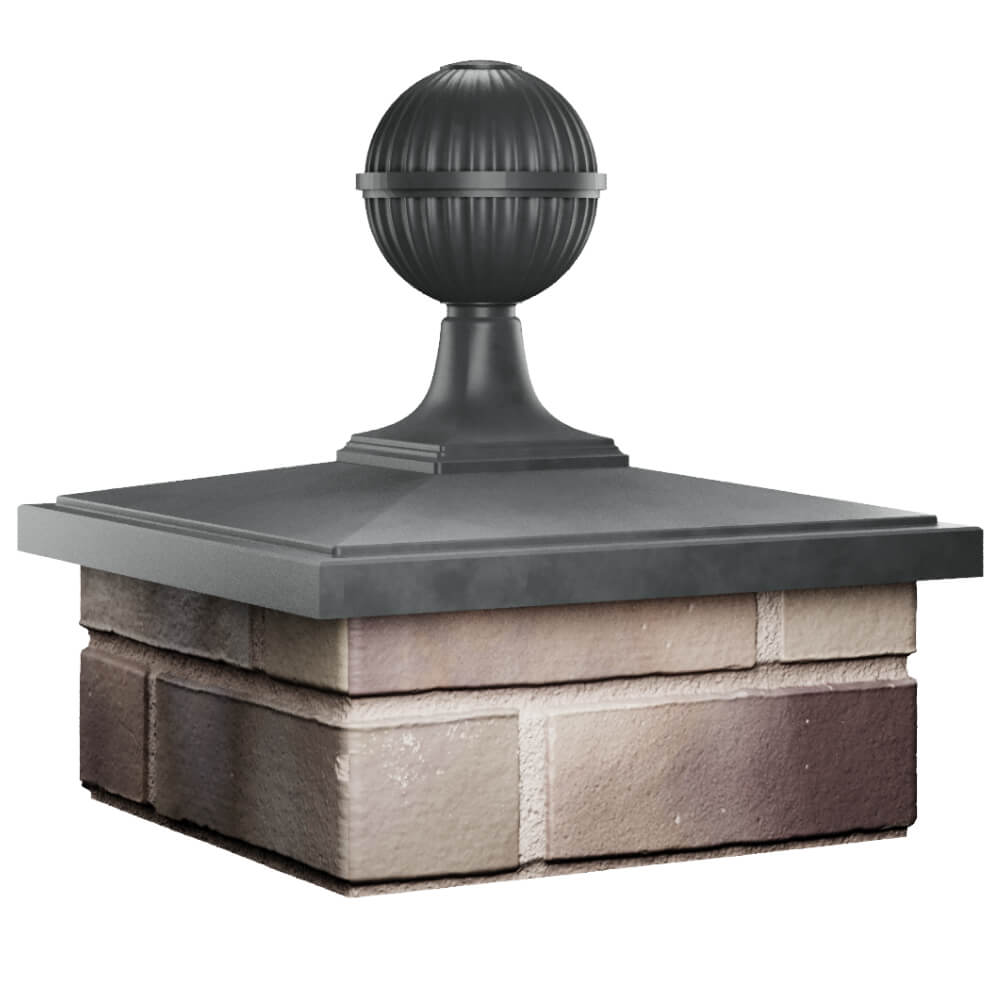 Колпак Zking БонаМоно Серый с шаром на столб 1.5х1.5 кирпича (385х385, 400х400мм) в сборе в Хасавюрте фото