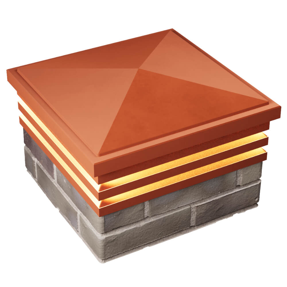 Колпак Zking Бона ХайТек Красный на столб 1.5х1.5 кирпича (385х385мм) с подсветкой в Хасавюрте фото