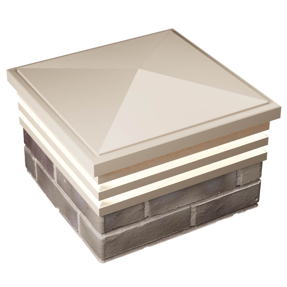 Колпак Zking Бона ХайТек Бежевый на столб 1.5х1.5 кирпича (385х385мм) с подсветкой в Хасавюрте фото