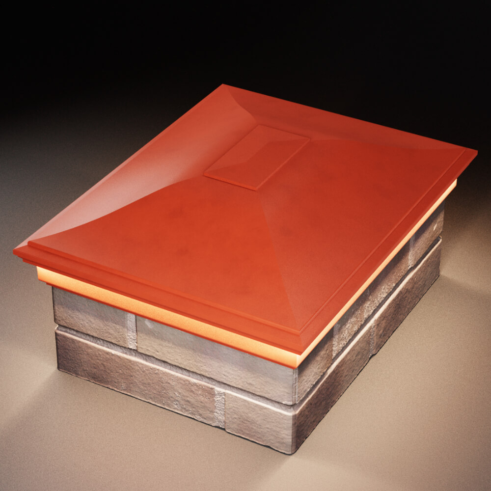 Колпак Zking Монблан Красный на столб 2х1.5 кирпича (515х385мм) c подсветкой в Хасавюрте фото