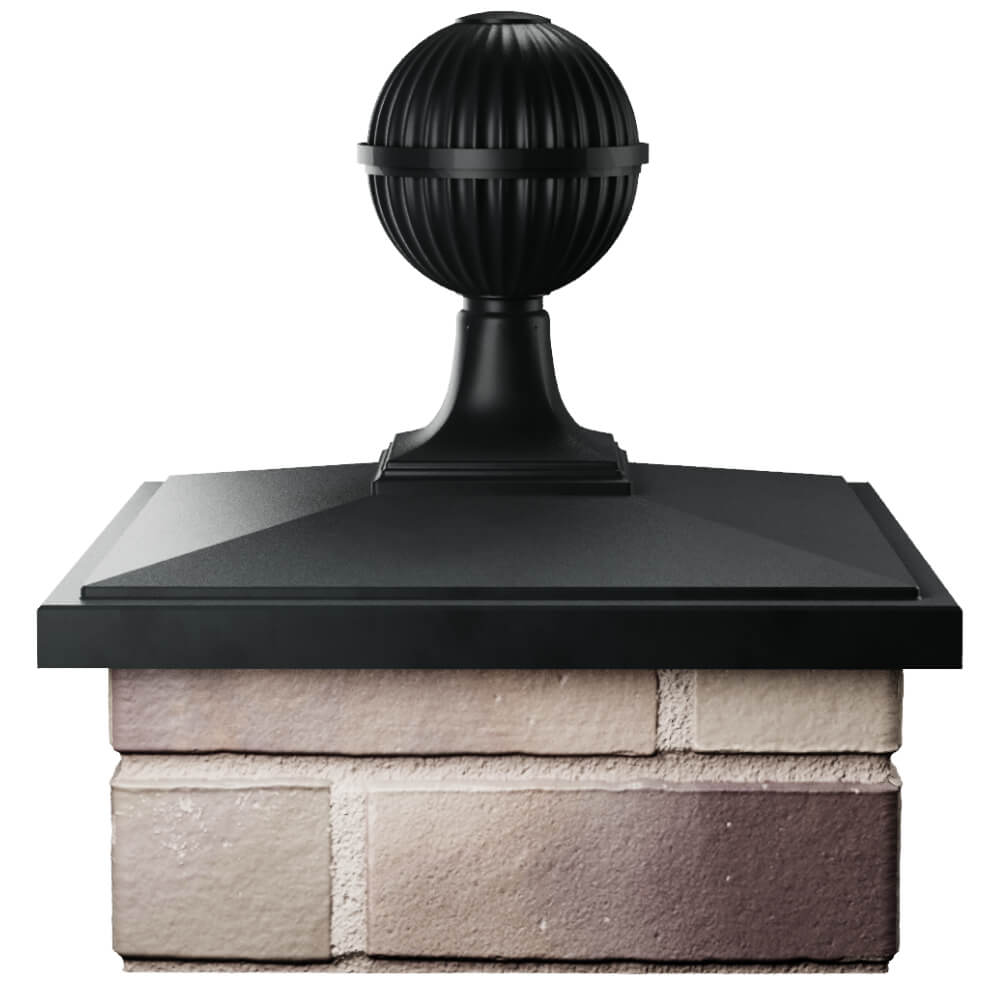 Колпак Zking БонаМоно Черный с шаром на столб 1.5х1.5 кирпича (385х385, 400х400мм) в сборе Хасавюрт фото