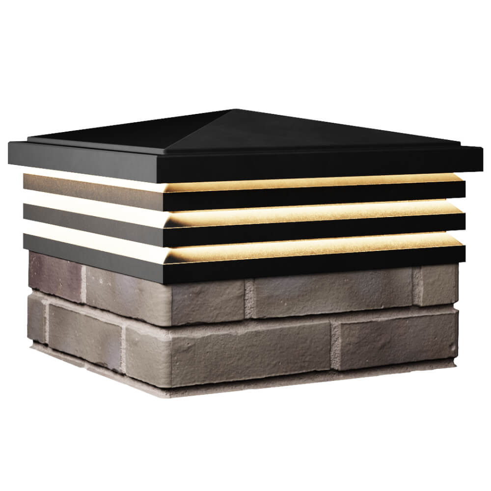 Колпак Zking Бона ХайТек Черный на столб 1.5х1.5 кирпича (385х385мм) с подсветкой в Хасавюрте фото