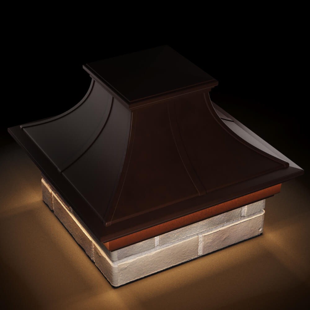 Колпак Zking Монблан Премиум Коричневый на столб 1.5х1.5 кирпича (385х385мм) с подсветкой в Хасавюрте фото
