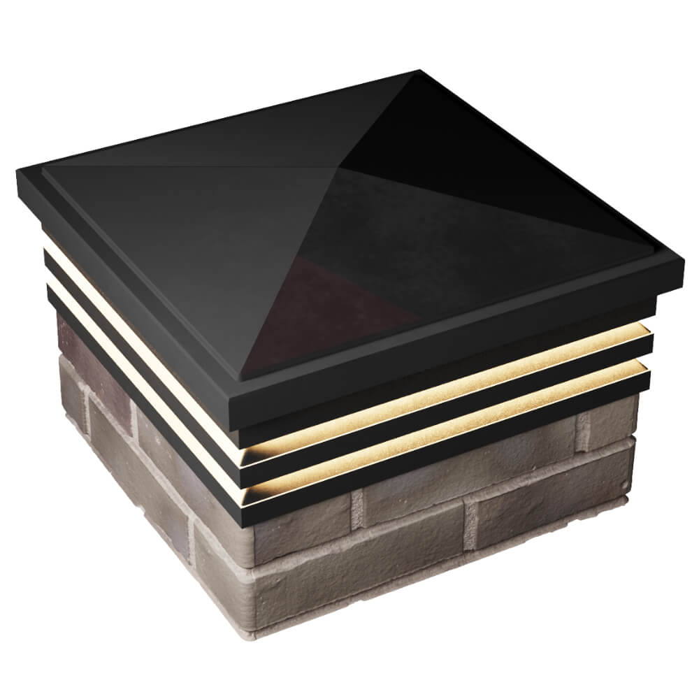 Колпак Zking Бона ХайТек Черный на столб 1.5х1.5 кирпича (385х385мм) с подсветкой в Хасавюрте фото