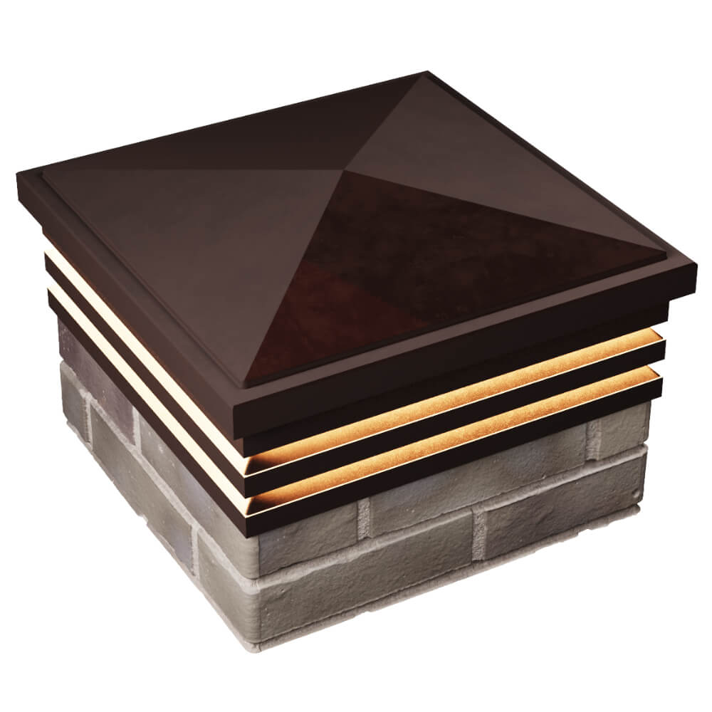 Колпак Zking Бона ХайТек Коричневый на столб 1.5х1.5 кирпича (385х385мм) с подсветкой в Хасавюрте фото