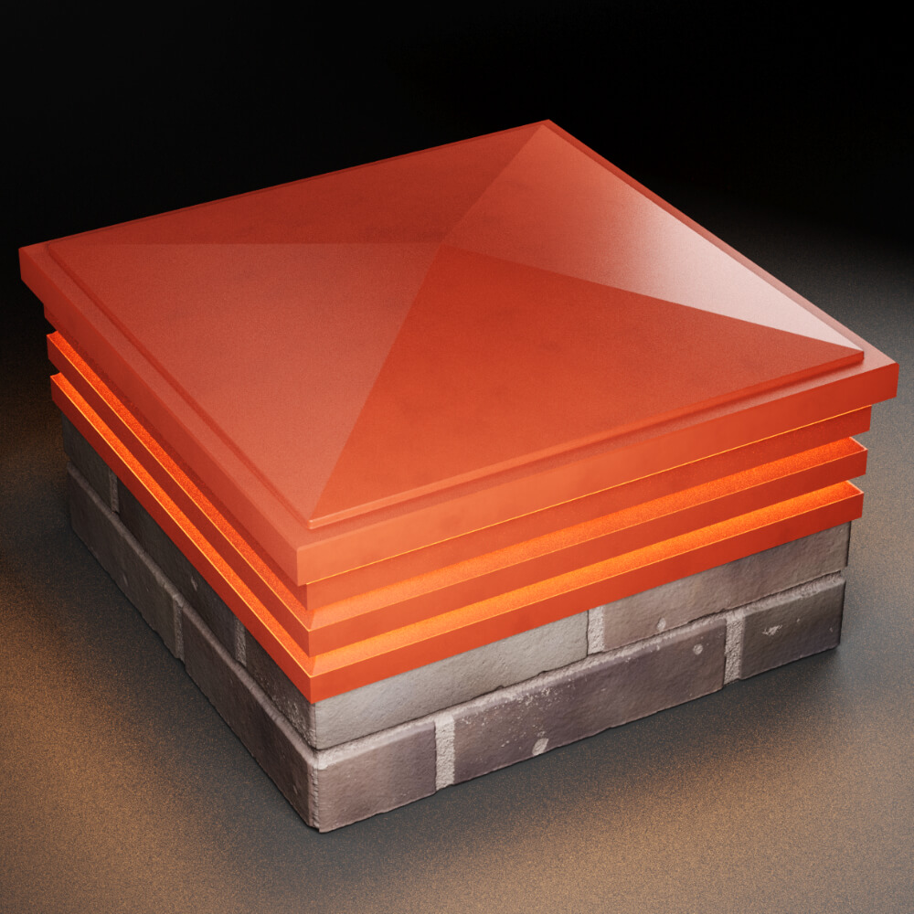 Колпак Zking Бона ХайТек Красный на столб 2х2 кирпича (513х513мм) с подсветкой в Хасавюрте фото