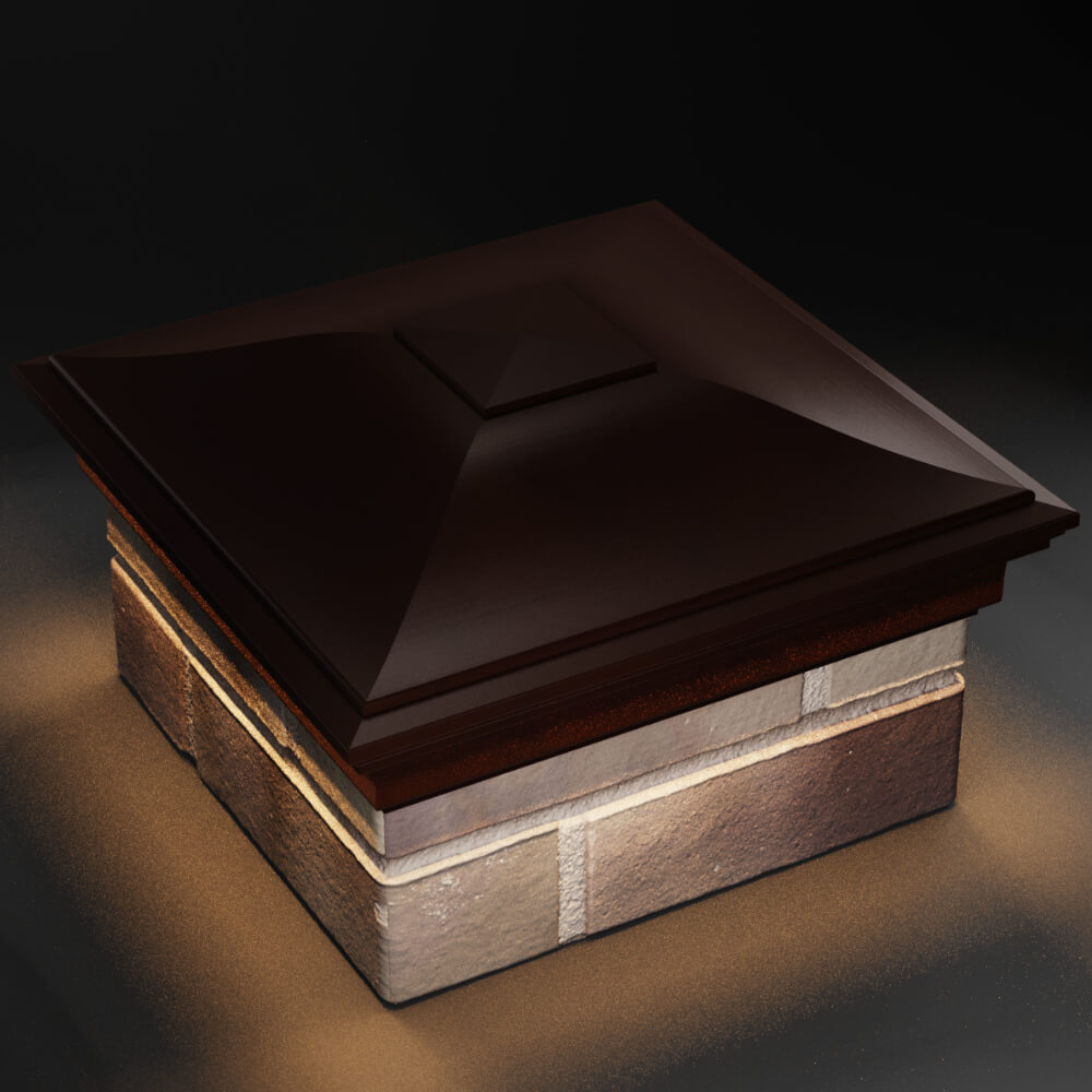 Колпак Zking Монблан Коричневый на столб 1.5х1.5 кирпича (385х385мм) с подсветкой в Хасавюрте фото