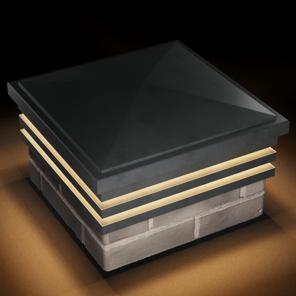 Колпак Zking Бона ХайТек Серый на столб 1.5х1.5 кирпича (385х385мм) с подсветкой в Хасавюрте фото