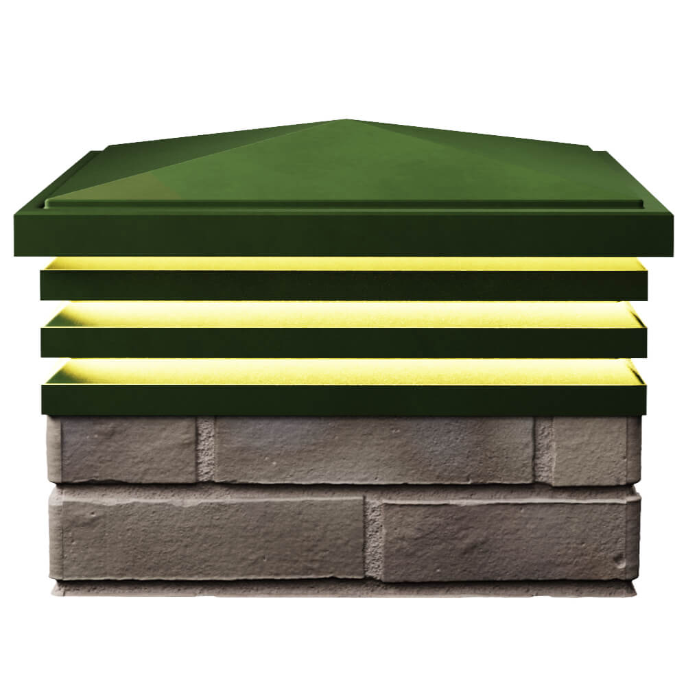 Колпак Zking Бона ХайТек Зеленый на столб 1.5х1.5 кирпича (385х385мм) с подсветкой в Хасавюрте фото