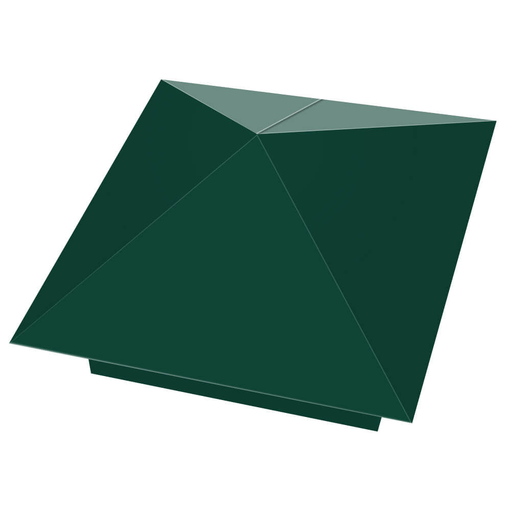 Колпак металлический 390х390мм RAL6005 Зеленый Мох заборный Хасавюрт фото