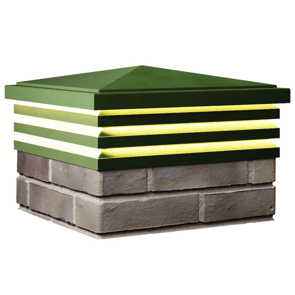 Колпак Zking Бона ХайТек Зеленый на столб 1.5х1.5 кирпича (385х385мм) с подсветкой в Хасавюрте фото