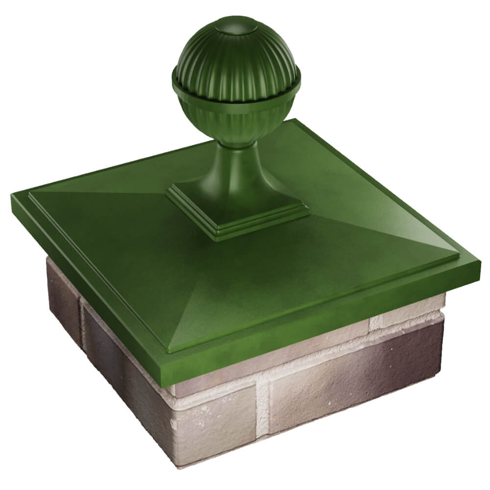 Колпак Zking БонаМоно Зеленый с шаром на столб 1.5х1.5 кирпича (385х385, 400х400мм) в сборе в Хасавюрте фото