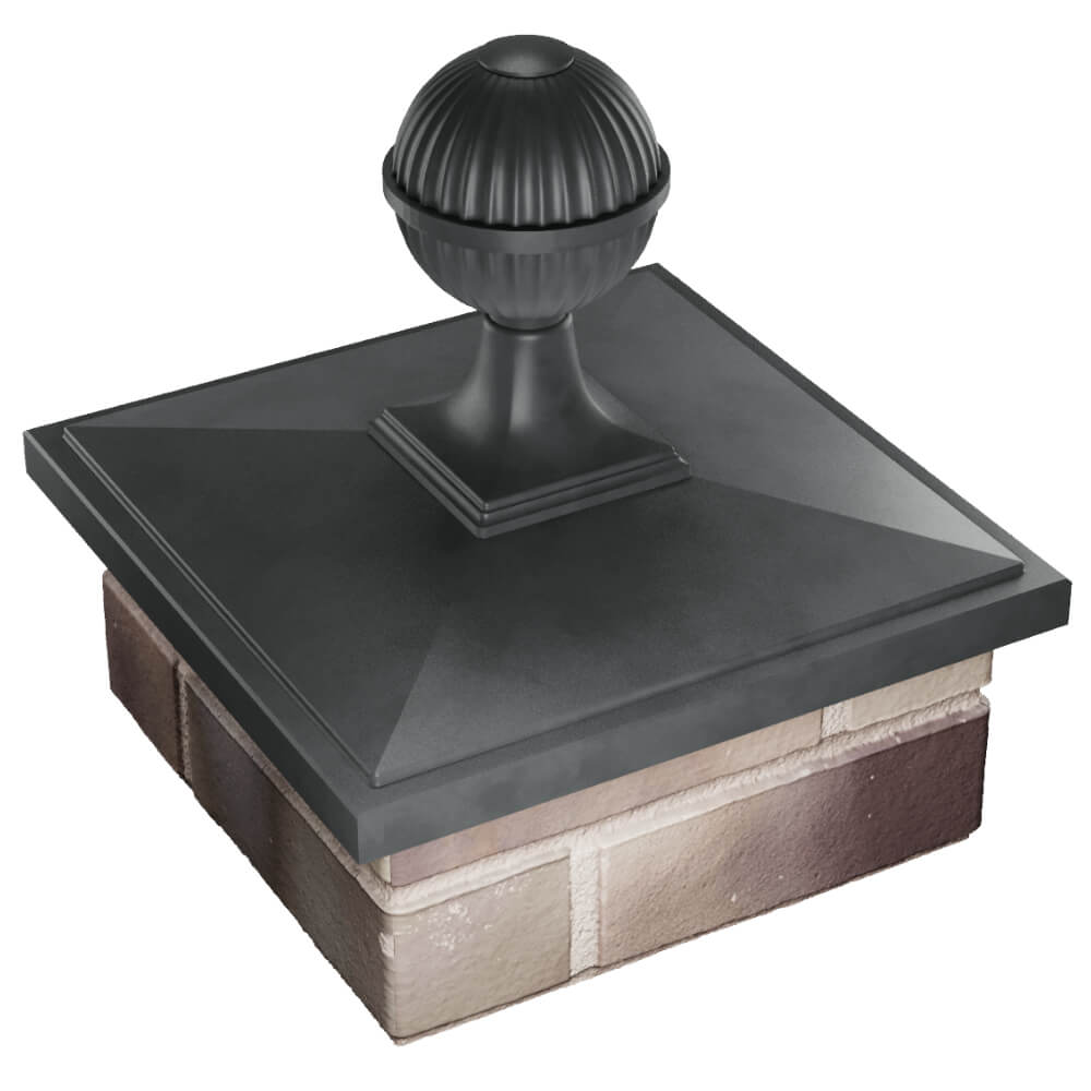 Колпак Zking БонаМоно Серый с шаром на столб 1.5х1.5 кирпича (385х385, 400х400мм) в сборе в Хасавюрте фото