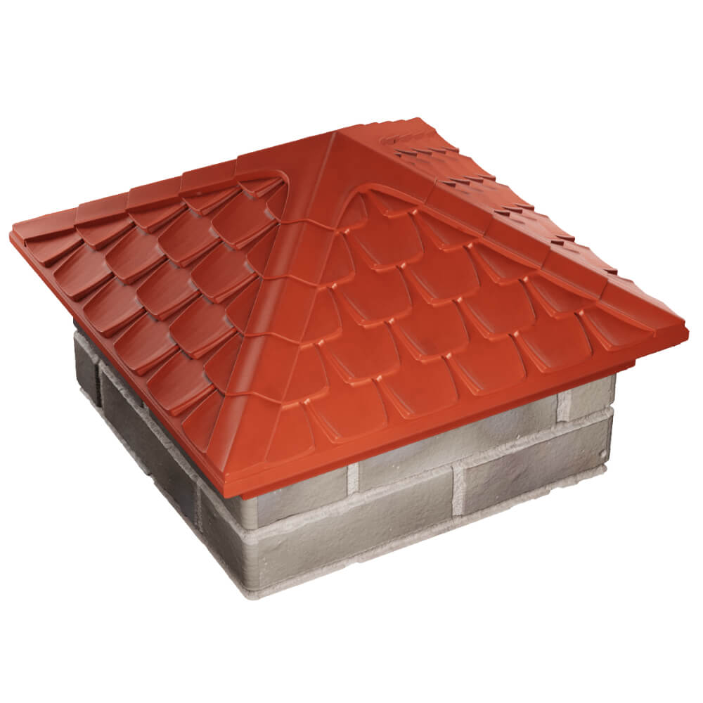 Колпак Zking Эльбрус Красный на столб 1.5х1.5 кирпича (385х385мм) в Хасавюрте фото