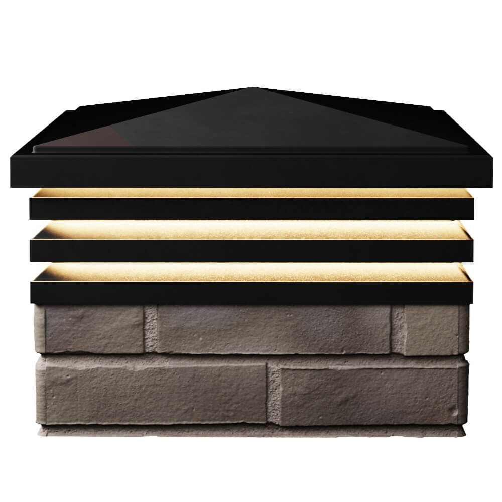 Колпак Zking Бона ХайТек Черный на столб 1.5х1.5 кирпича (385х385мм) с подсветкой в Хасавюрте фото