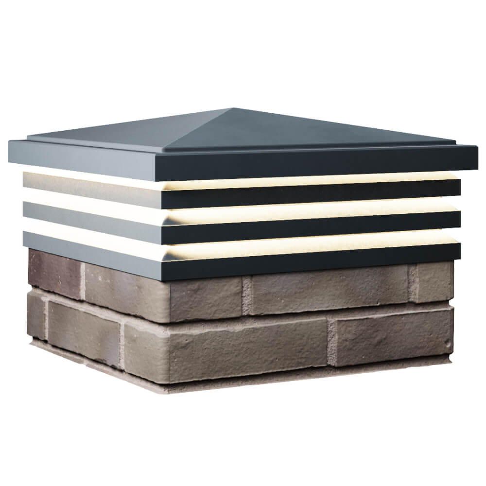 Колпак Zking Бона ХайТек Серый на столб 1.5х1.5 кирпича (385х385мм) с подсветкой в Хасавюрте фото