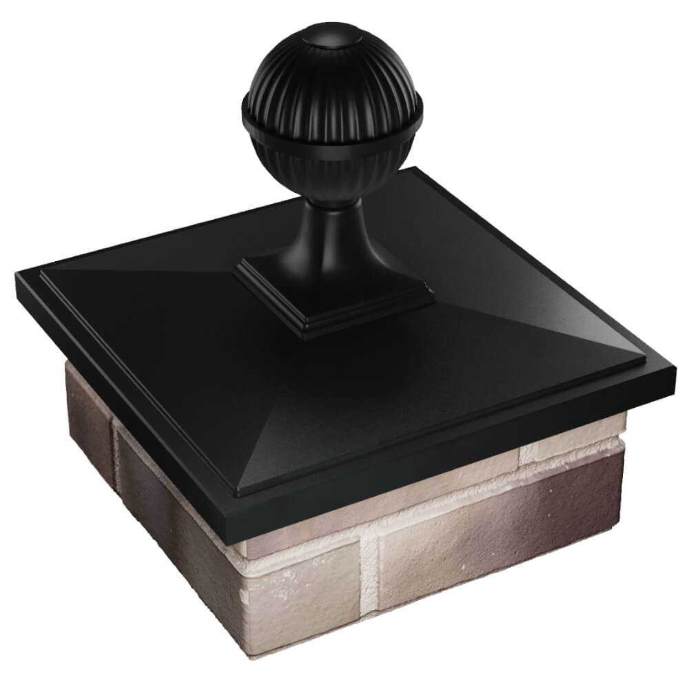 Колпак Zking БонаМоно Черный с шаром на столб 1.5х1.5 кирпича (385х385, 400х400мм) в сборе в Хасавюрте фото