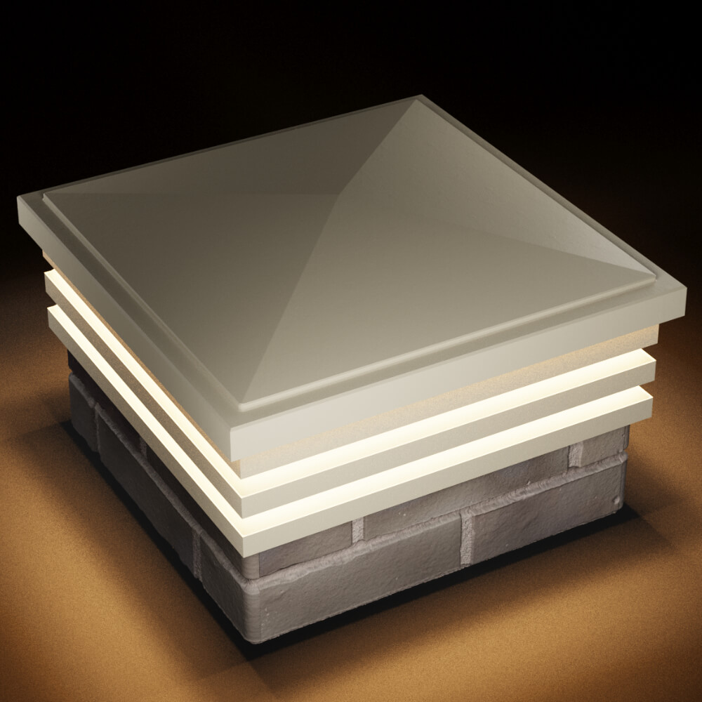 Колпак Zking Бона ХайТек Бежевый на столб 1.5х1.5 кирпича (385х385мм) с подсветкой в Хасавюрте фото