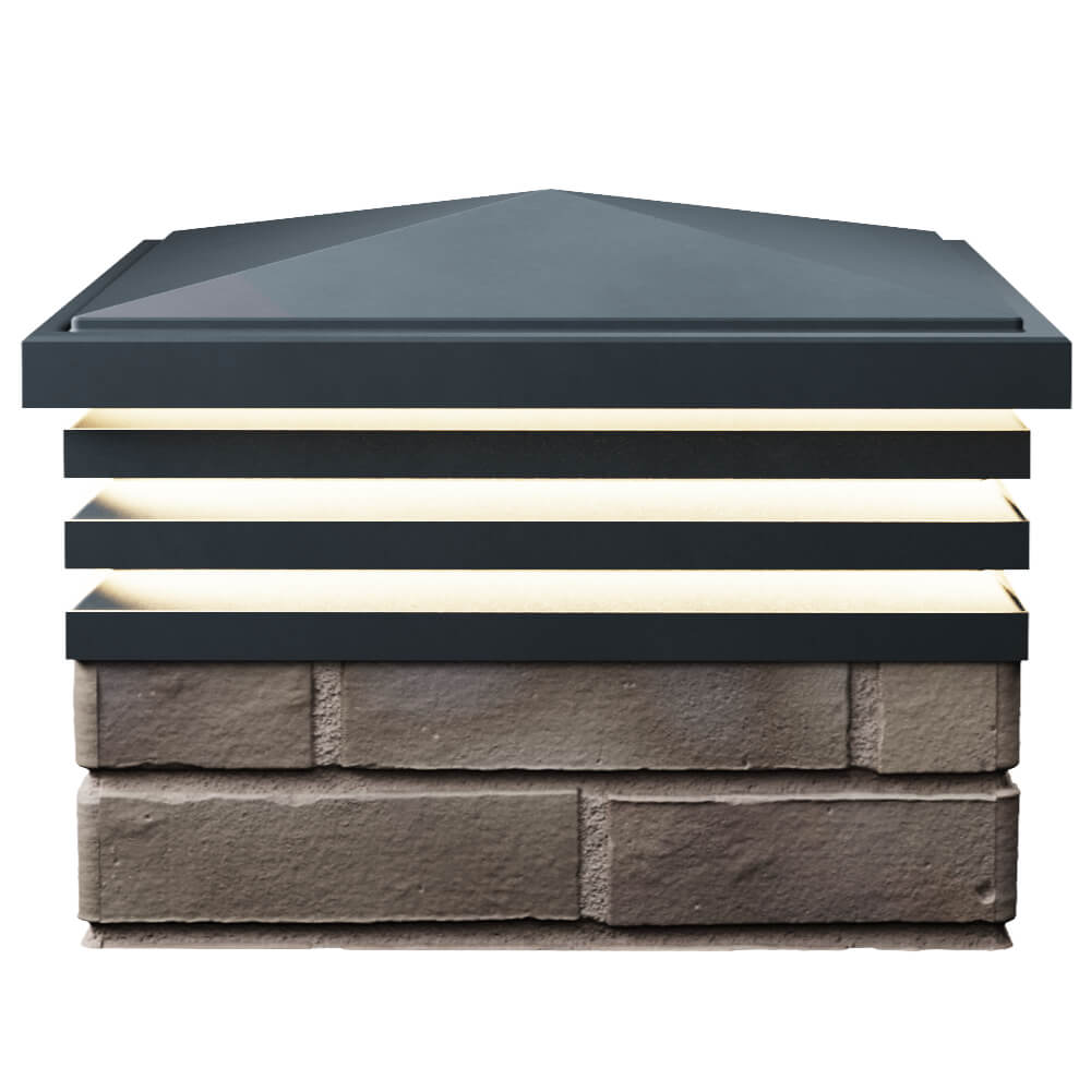 Колпак Zking Бона ХайТек Серый на столб 1.5х1.5 кирпича (385х385мм) с подсветкой в Хасавюрте фото