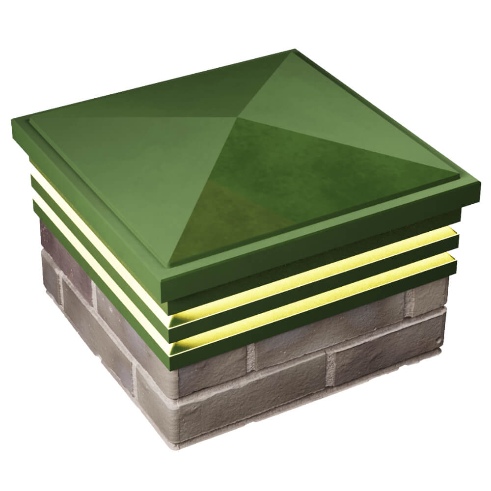 Колпак Zking Бона ХайТек Зеленый на столб 1.5х1.5 кирпича (385х385мм) с подсветкой в Хасавюрте фото