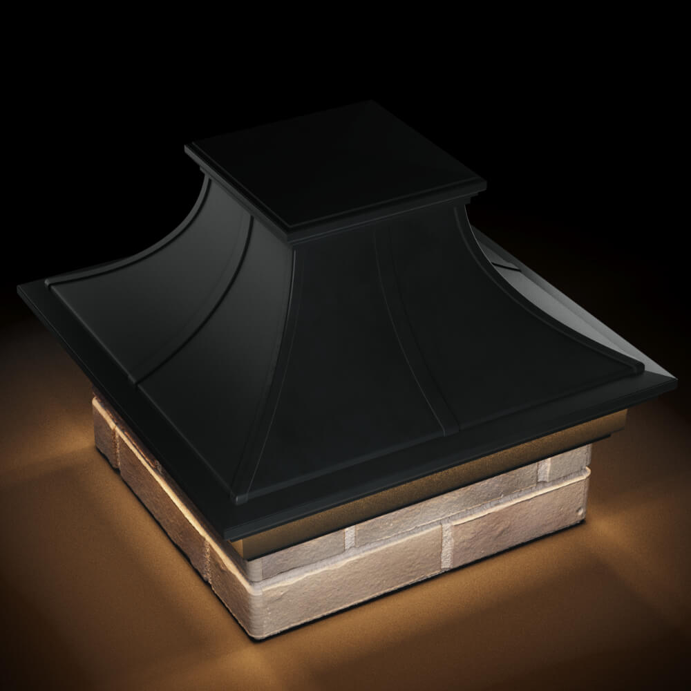 Колпак Zking Монблан Премиум Черный на столб 1.5х1.5 кирпича (385х385мм) с подсветкой в Хасавюрте фото