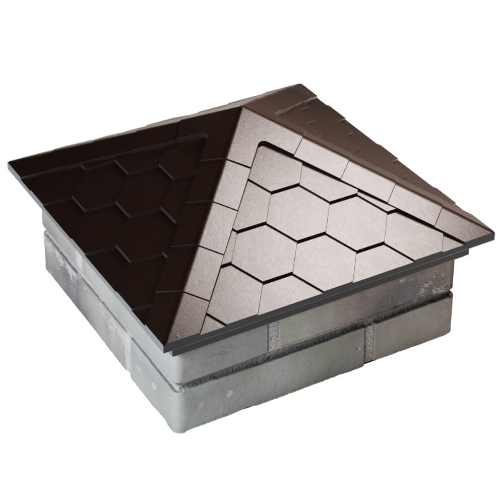 Колпак Zking Эверест Коричневый на столб 1.5х1.5 кирпича (390х390мм) в Хасавюрте фото