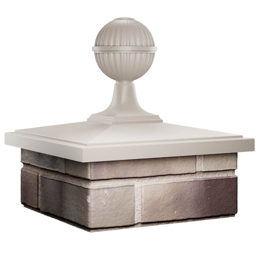 Колпак Zking БонаМоно Бежевый с шаром на столб 1.5х1.5 кирпича (385х385, 400х400мм) в сборе в Хасавюрте фото