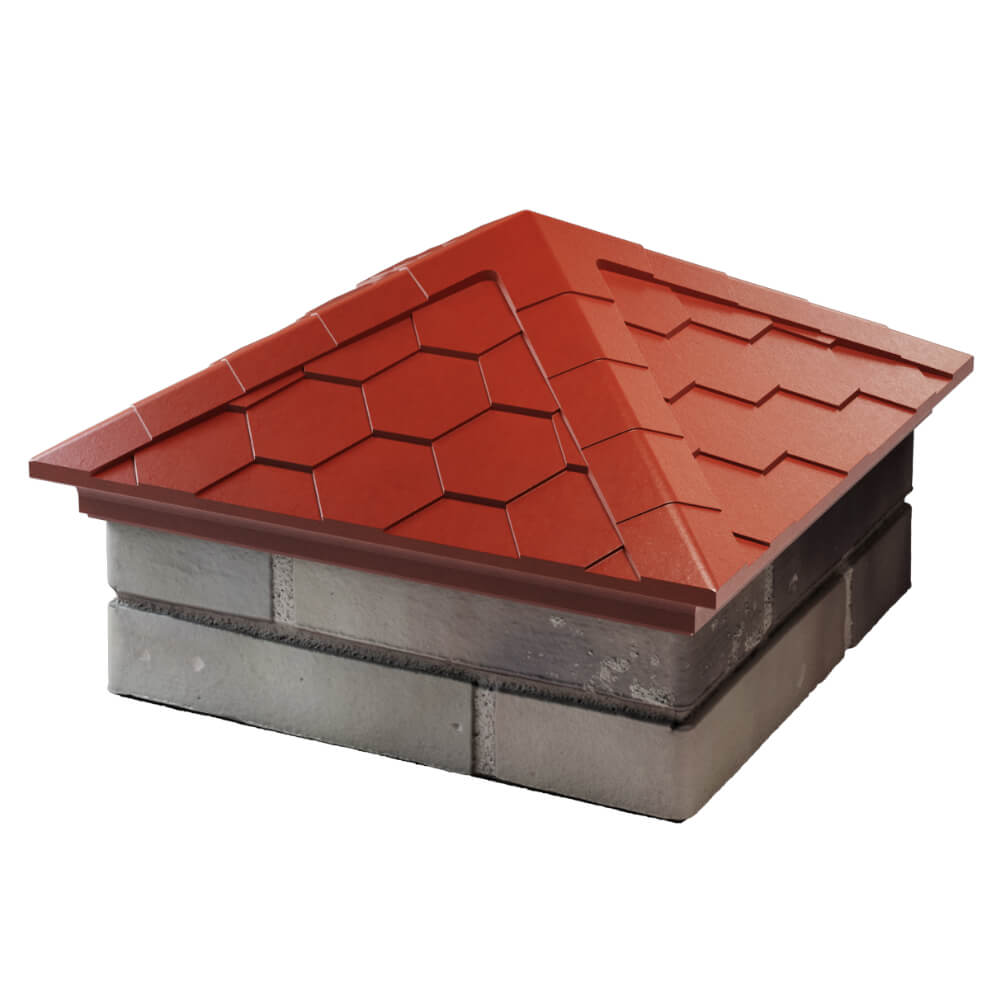 Колпак Zking Эверест Красный на столб 1.5х1.5 кирпича (390х390мм) в Хасавюрте фото