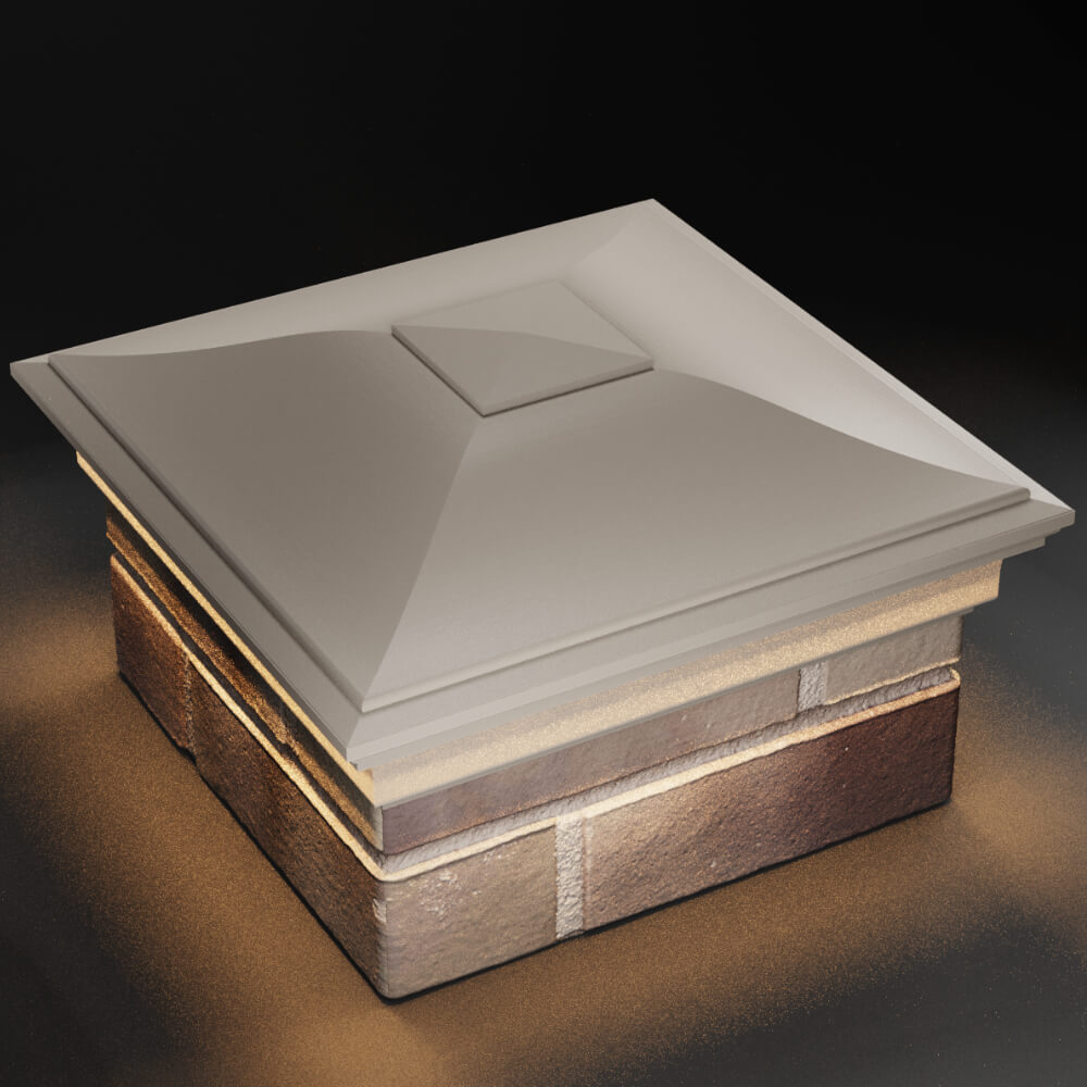 Колпак Zking Монблан Бежевый на столб 1.5х1.5 кирпича (385х385мм) с подсветкой в Хасавюрте фото