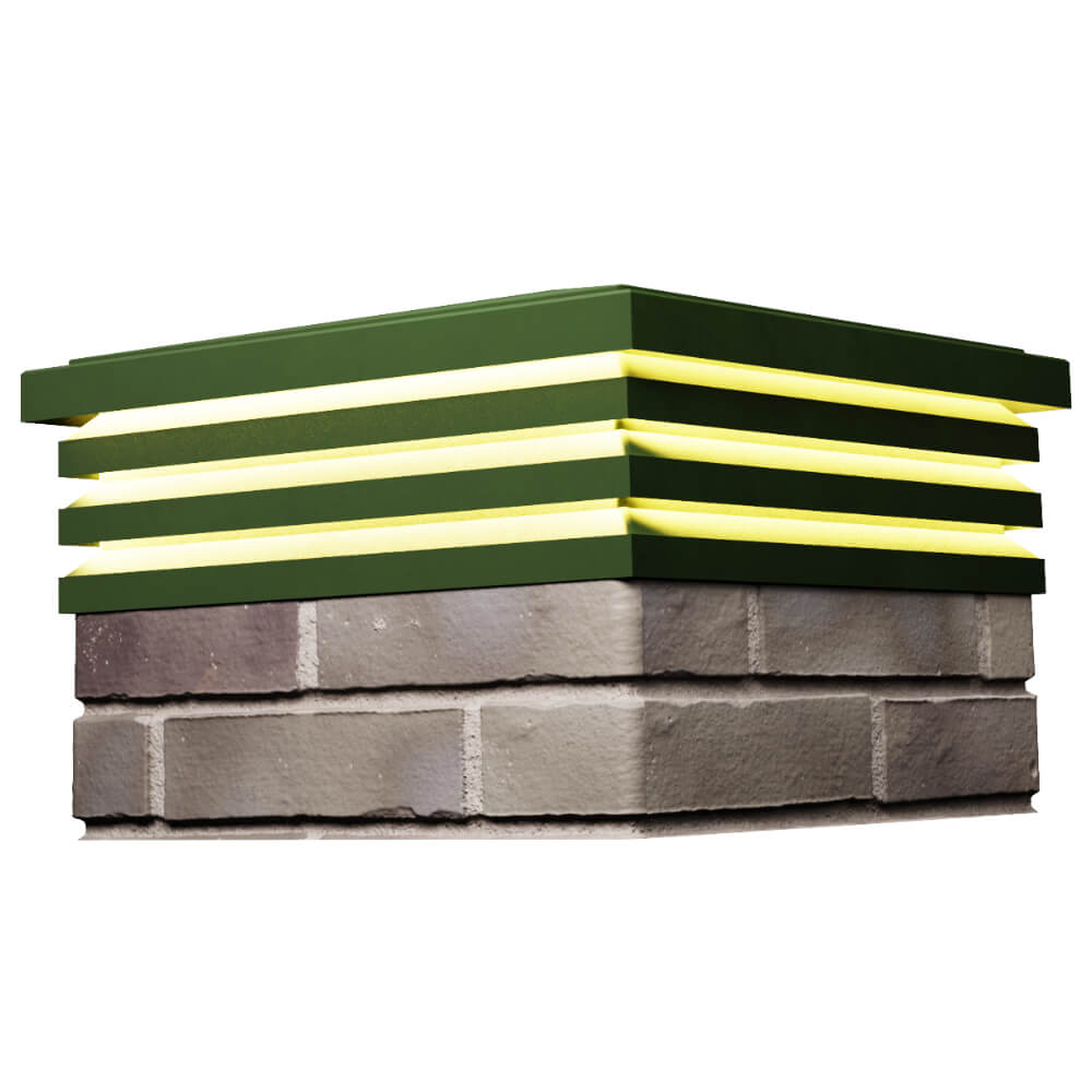 Колпак Zking Бона ХайТек Зеленый на столб 1.5х1.5 кирпича (385х385мм) с подсветкой в Хасавюрте фото