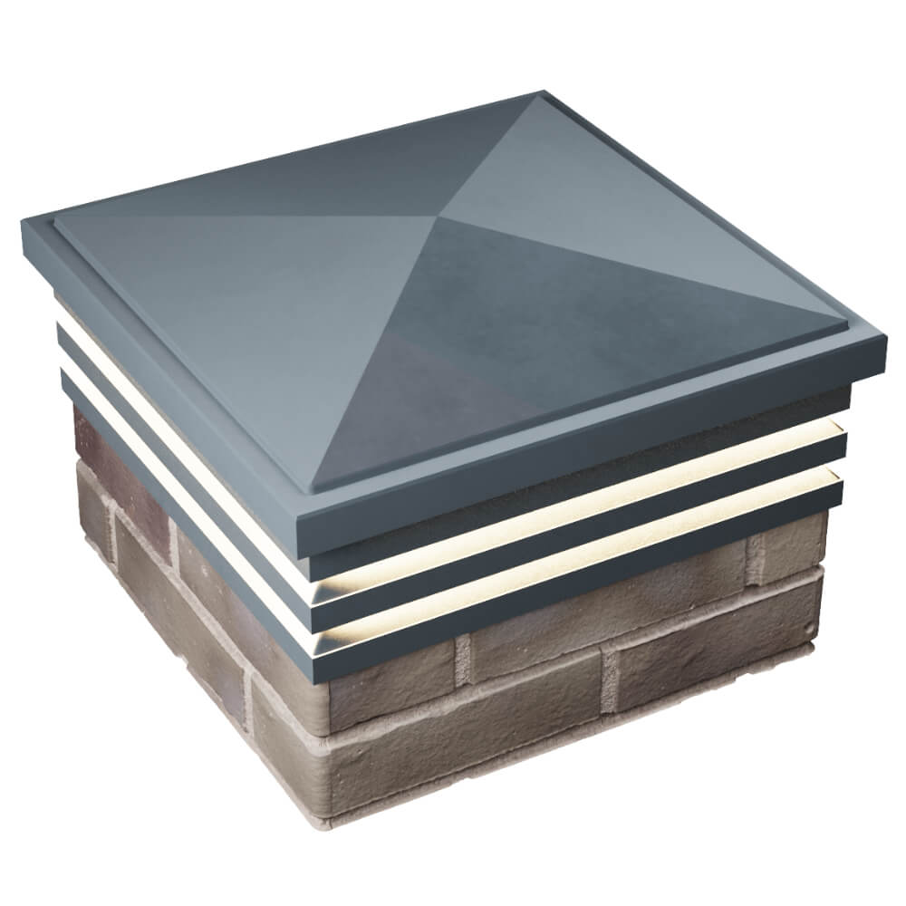 Колпак Zking Бона ХайТек Серый на столб 1.5х1.5 кирпича (385х385мм) с подсветкой в Хасавюрте фото