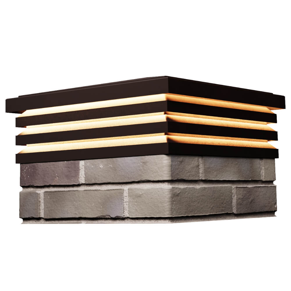 Колпак Zking Бона ХайТек Коричневый на столб 1.5х1.5 кирпича (385х385мм) с подсветкой в Хасавюрте фото