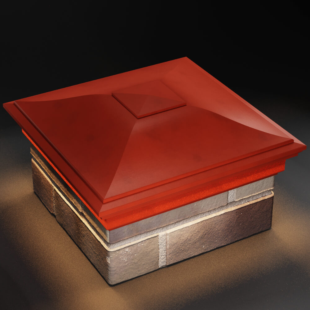 Колпак Zking Монблан Красный на столб 1.5х1.5 кирпича (385х385мм) с подсветкой в Хасавюрте фото