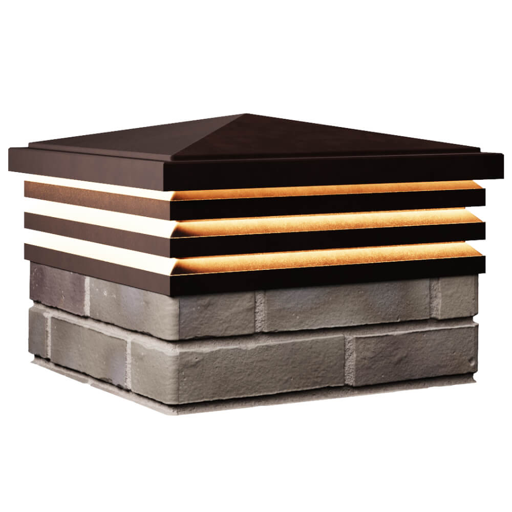 Колпак Zking Бона ХайТек Коричневый на столб 1.5х1.5 кирпича (385х385мм) с подсветкой в Хасавюрте фото