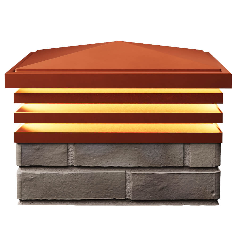 Колпак Zking Бона ХайТек Красный на столб 1.5х1.5 кирпича (385х385мм) с подсветкой в Хасавюрте фото