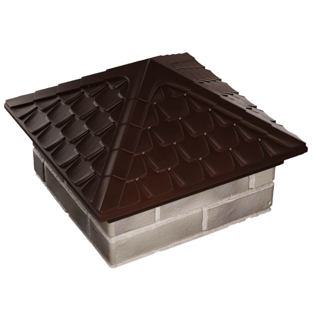 Колпак Zking Эльбрус Коричневый на столб 1.5х1.5 кирпича (385х385мм) в Хасавюрте фото