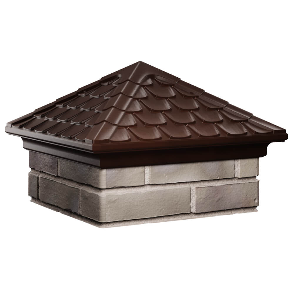 Колпак Zking Эльбрус Коричневый на столб 1.5х1.5 кирпича (385х385мм) в Хасавюрте фото