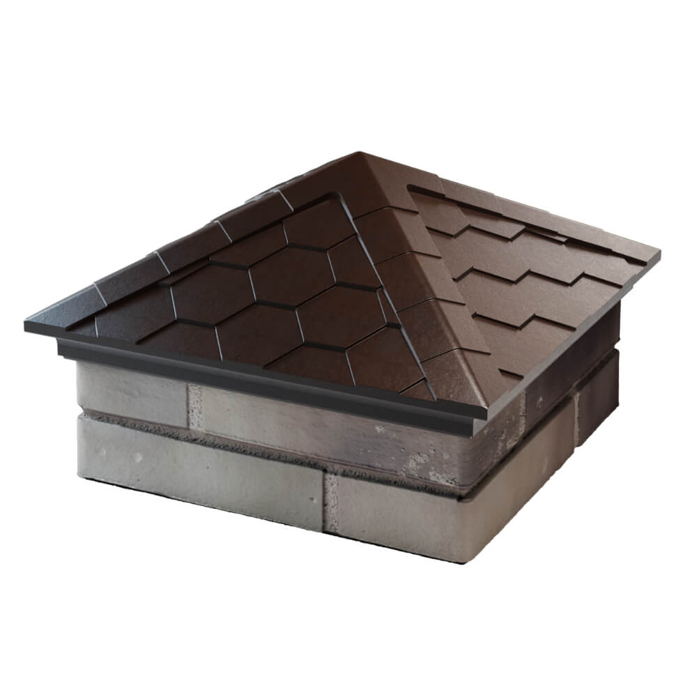 Колпак Zking Эверест Коричневый на столб 1.5х1.5 кирпича (390х390мм) в Хасавюрте фото