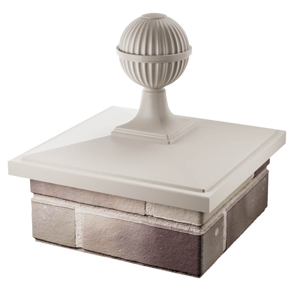 Колпак Zking БонаМоно Бежевый с шаром на столб 1.5х1.5 кирпича (385х385, 400х400мм) в сборе в Хасавюрте фото