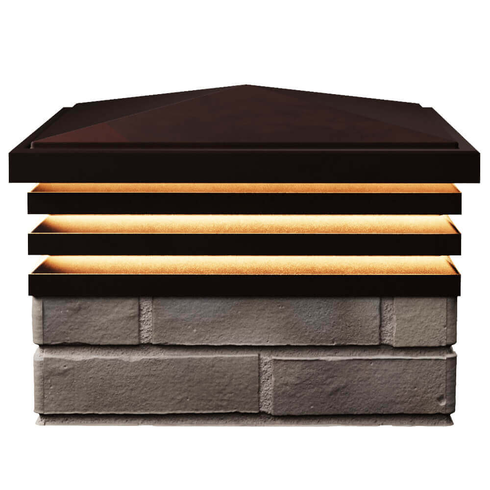 Колпак Zking Бона ХайТек Коричневый на столб 1.5х1.5 кирпича (385х385мм) с подсветкой в Хасавюрте фото